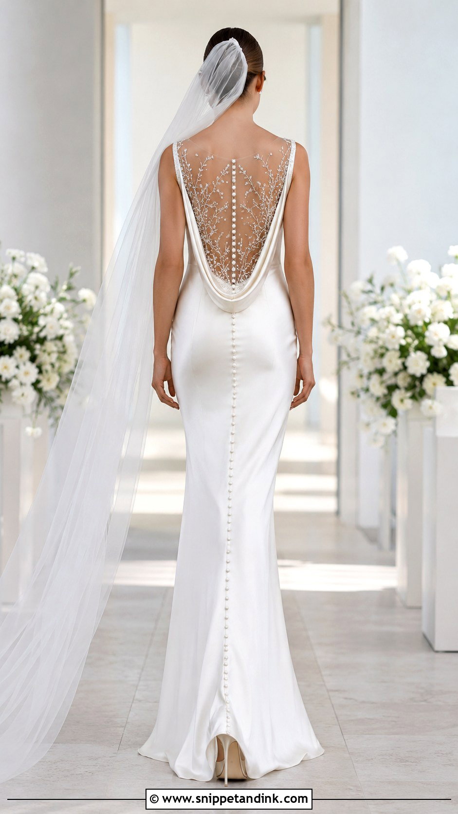 Illusion Cowl Back Wedding Dress - Snippet and Ink - 20 Cowl Back Wedding Dress Ideas