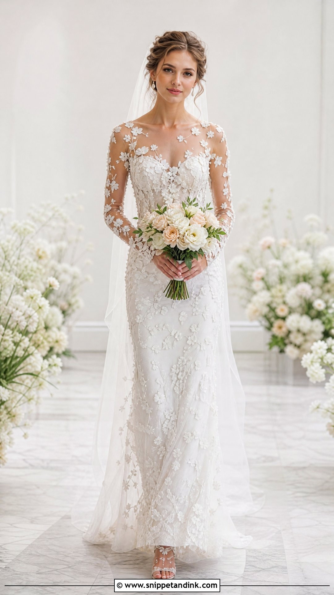 Illusion Embellished Wedding Dress - Snippet and Ink - 25 Embellished Wedding Dress Ideas