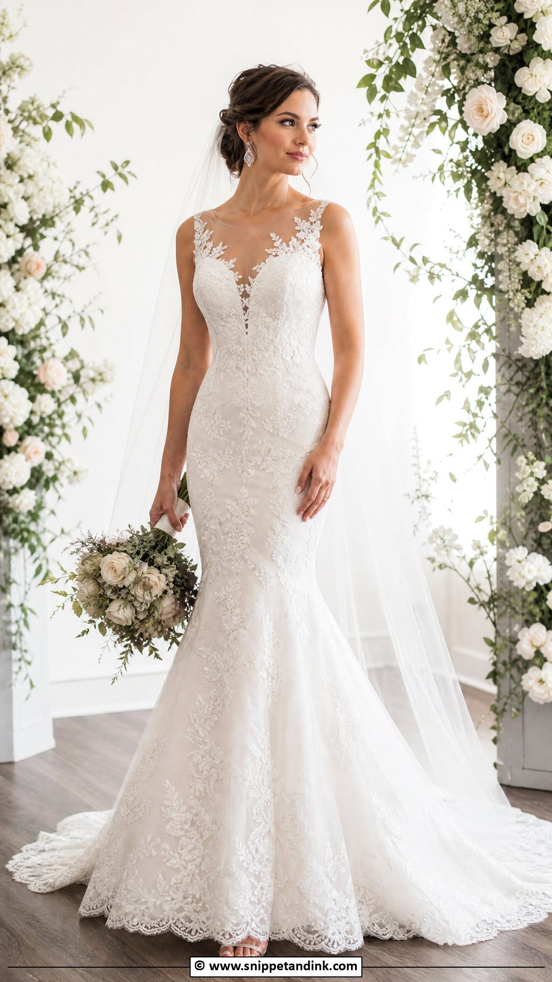 Illusion Fit And Flare Wedding Dress - Snippet and Ink - 35 Fit and Flare Wedding Dress Ideas