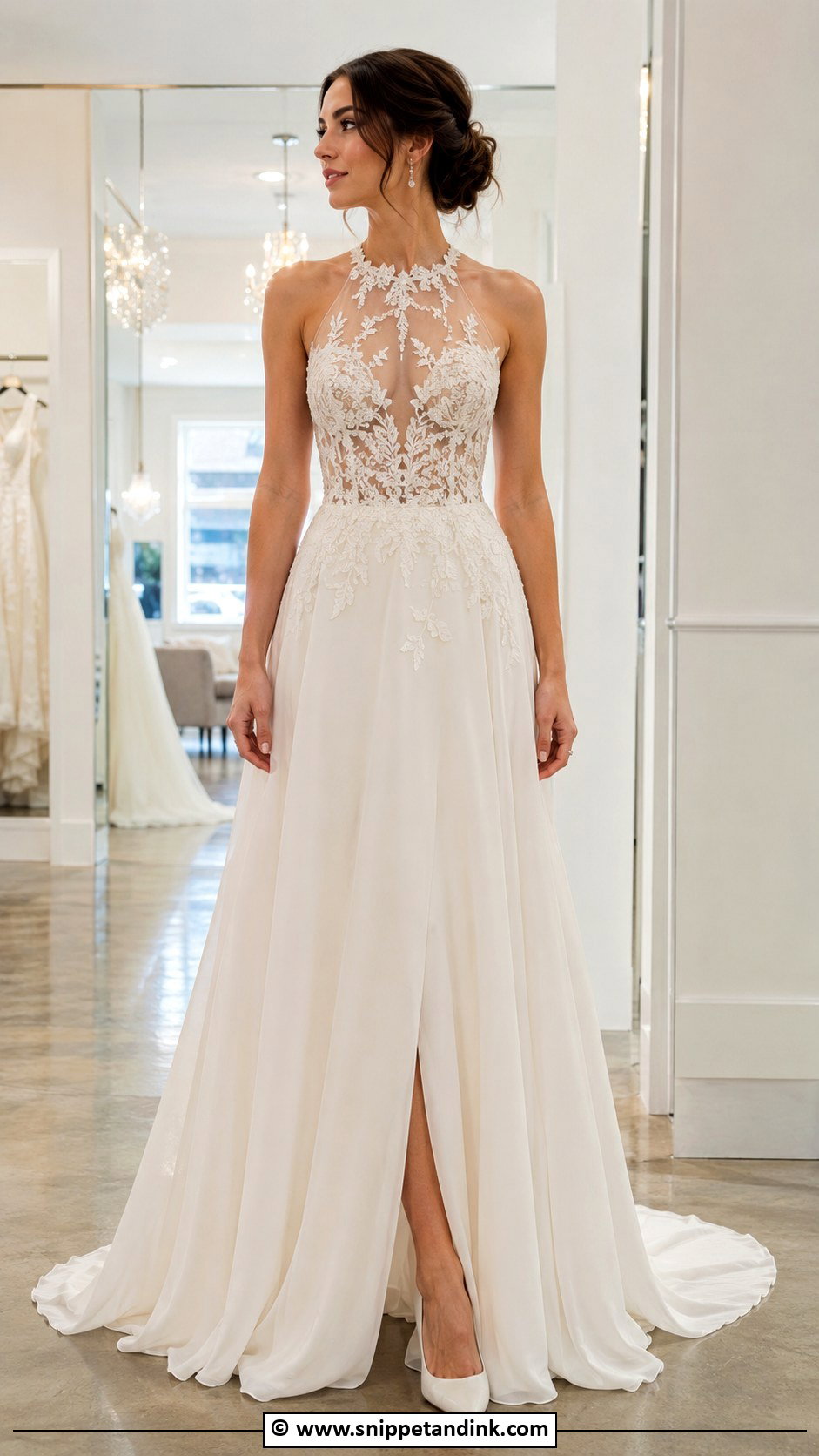 Illusion Halter Wedding Dress - Snippet and Ink - 25 Halter Top Wedding Dress Ideas