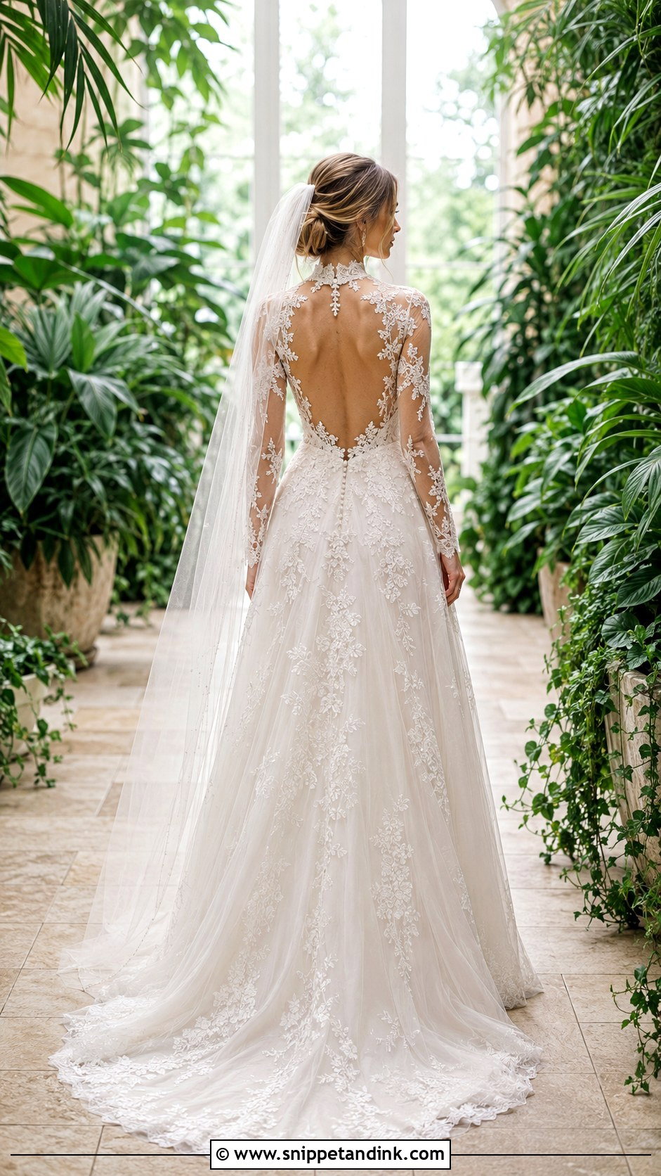 Illusion High Neck Low Back Wedding Dress - Snippet and Ink - 20 High Neck Low Back Wedding Dress Ideas
