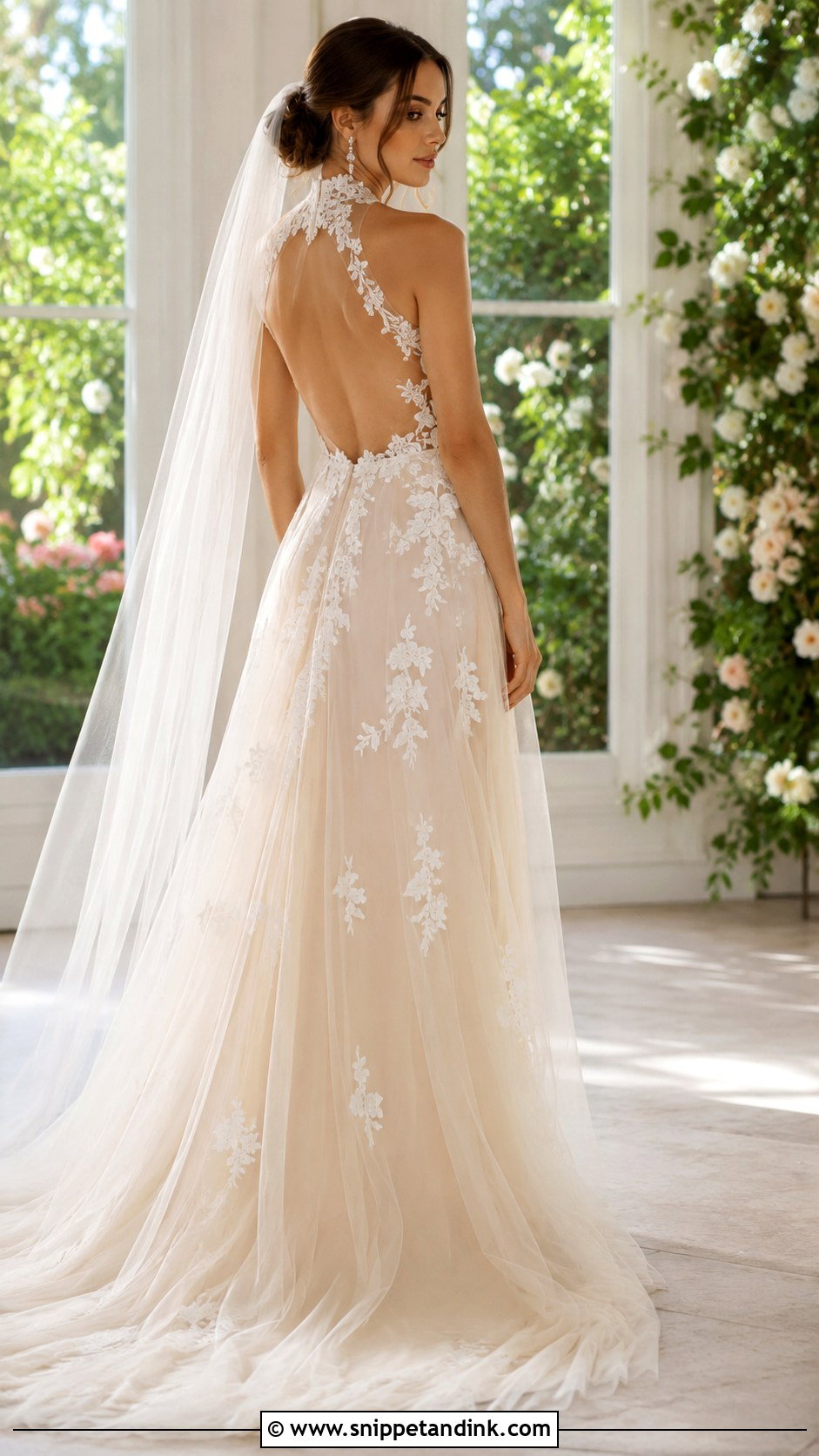 Illusion High Neck Open Back Wedding Dress - Snippet and Ink - 20 High Neck Open Back Wedding Dress Ideas