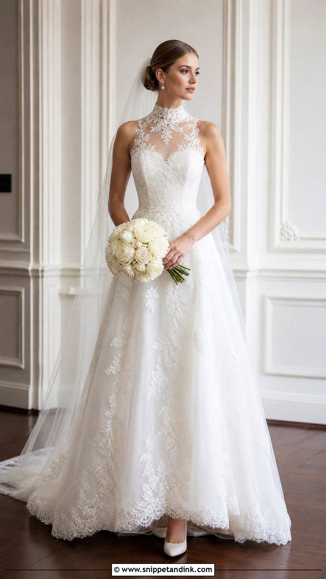 Illusion High Neck Wedding Dress - Snippet and Ink - 20 Illusion Wedding Dress Ideas