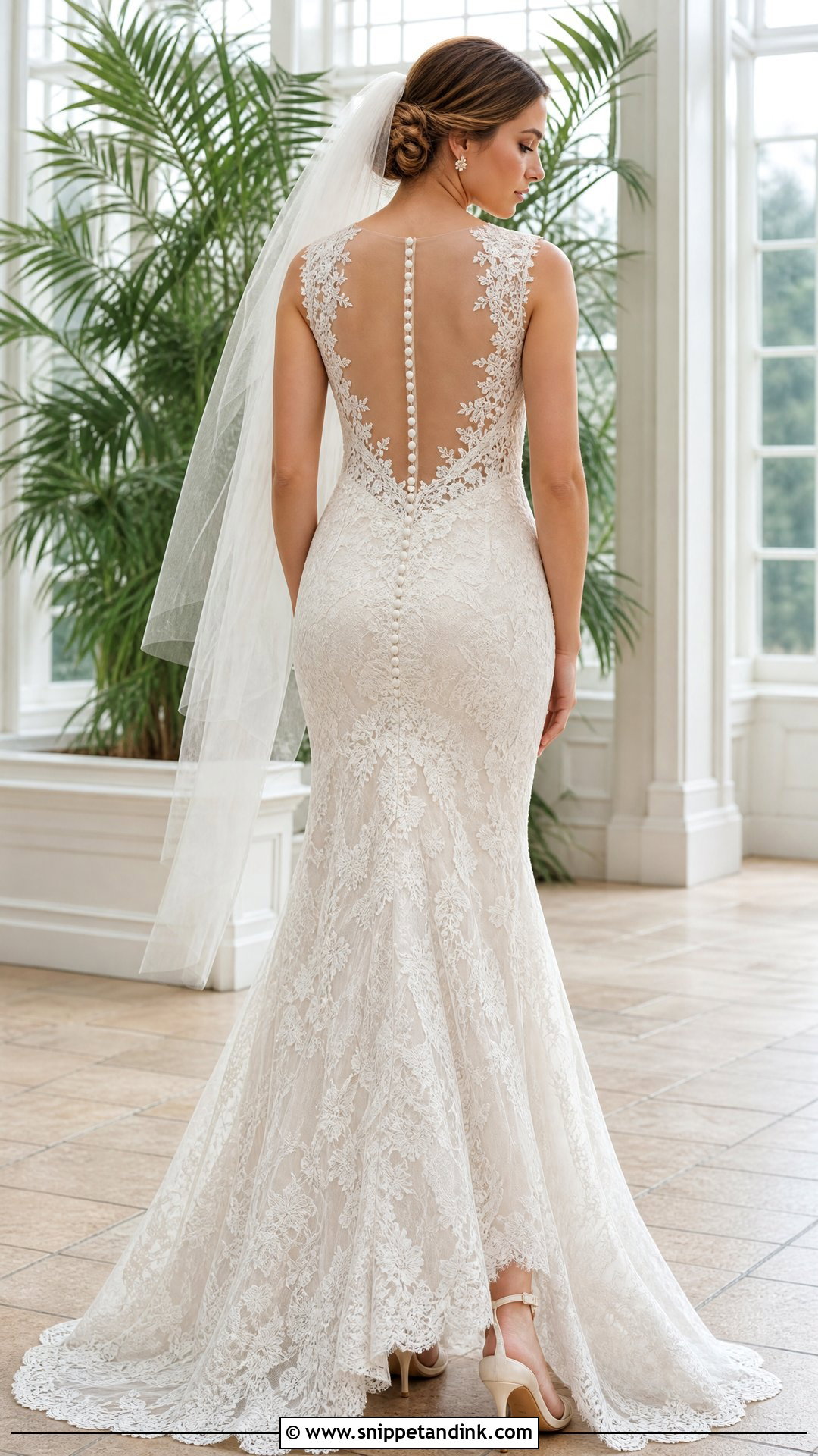 Illusion Lace Back Wedding Dress With Buttons - Snippet and Ink - 20 Wedding Dress Buttons Down Back Ideas
