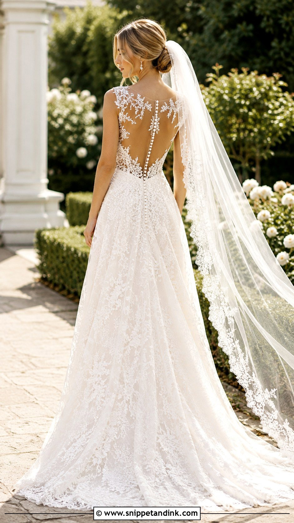 Illusion Lace Backless Bridal Gown - Snippet and Ink - 20 Backless Bridal Gowns