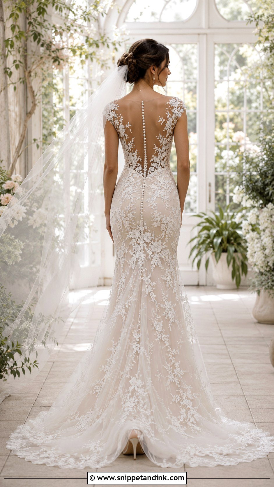 Illusion Lace Button Back Wedding Dress - Snippet and Ink - 20 Button Back Wedding Dress Ideas