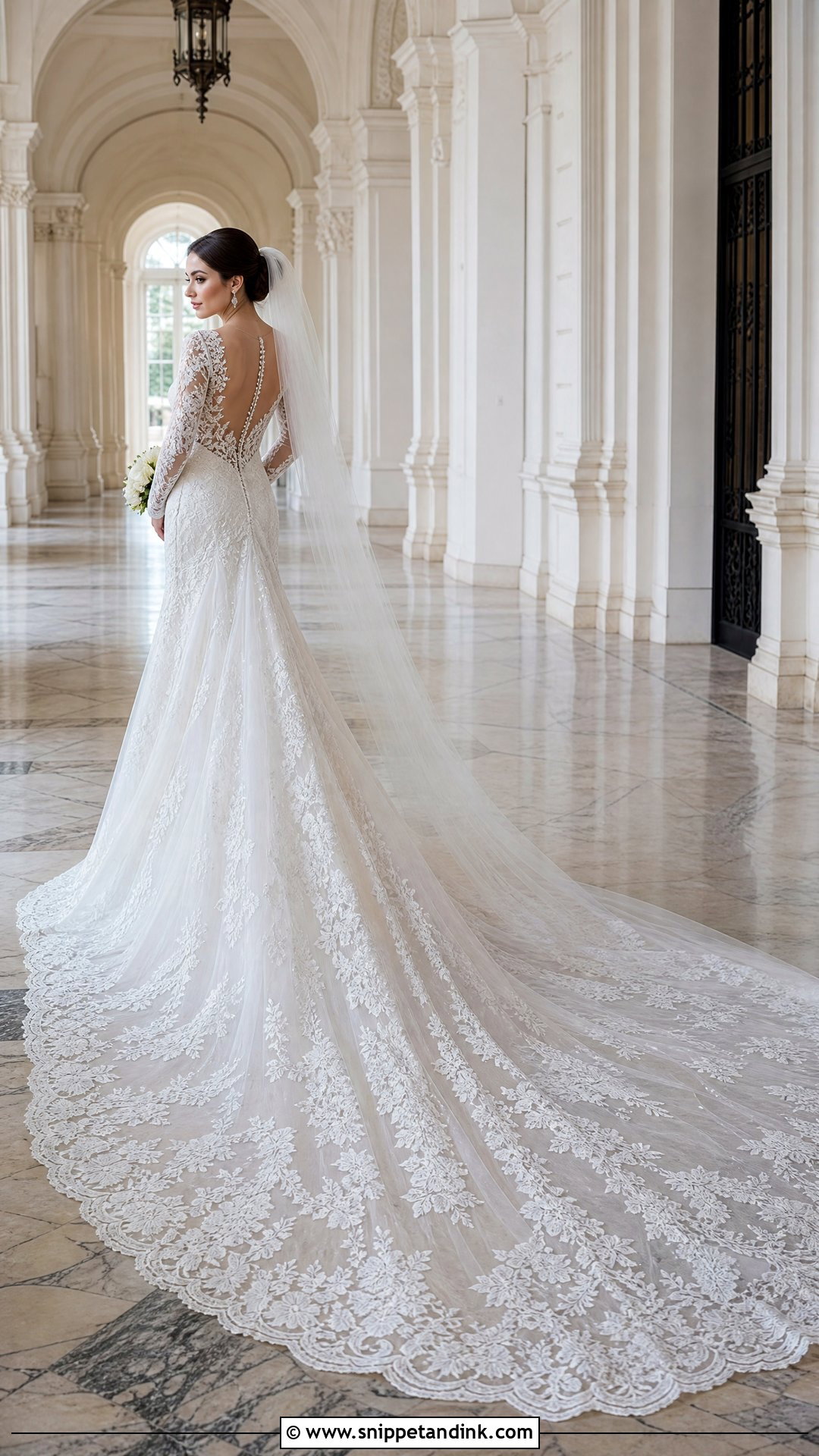 Illusion Lace Dress With Cathedral Train - Snippet and Ink - 25 Dress Train Ideas