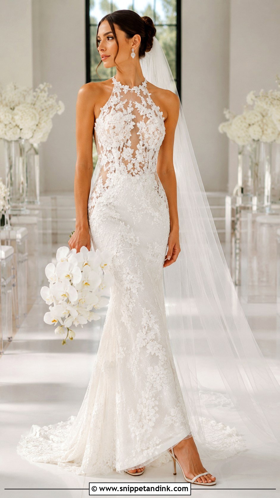 Illusion Lace Halter Wedding Dress - Snippet and Ink - 20 Halter Neck Lace Wedding Dress Ideas