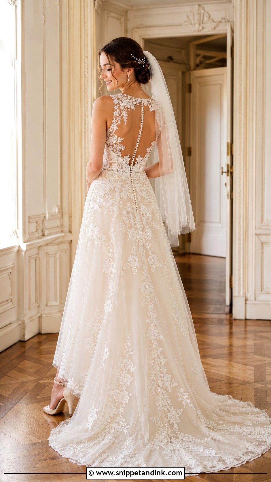 Illusion Lace Keyhole Wedding Dress - Snippet and Ink - 20 Keyhole Wedding Dress Ideas