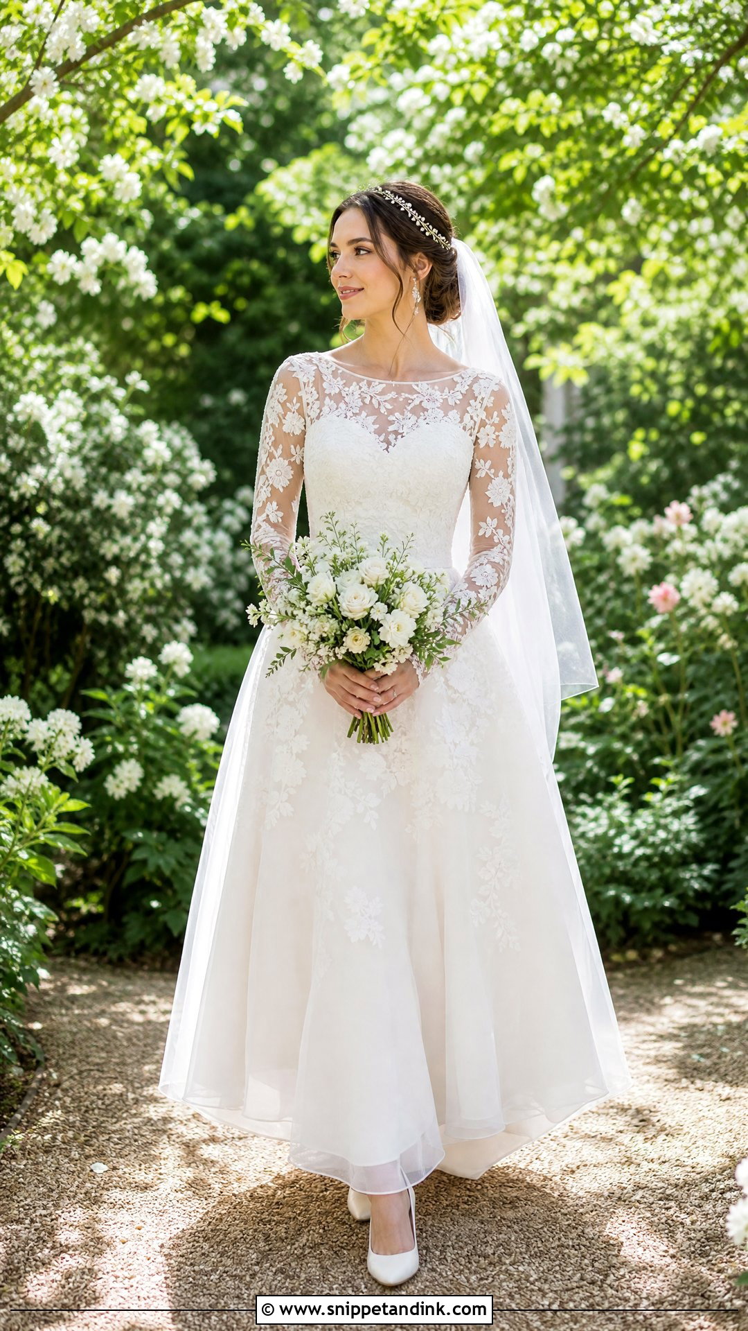 Illusion Lace Long Sleeve Bridal Dress - Snippet and Ink - 20 Bridal Dress Long Sleeve Ideas
