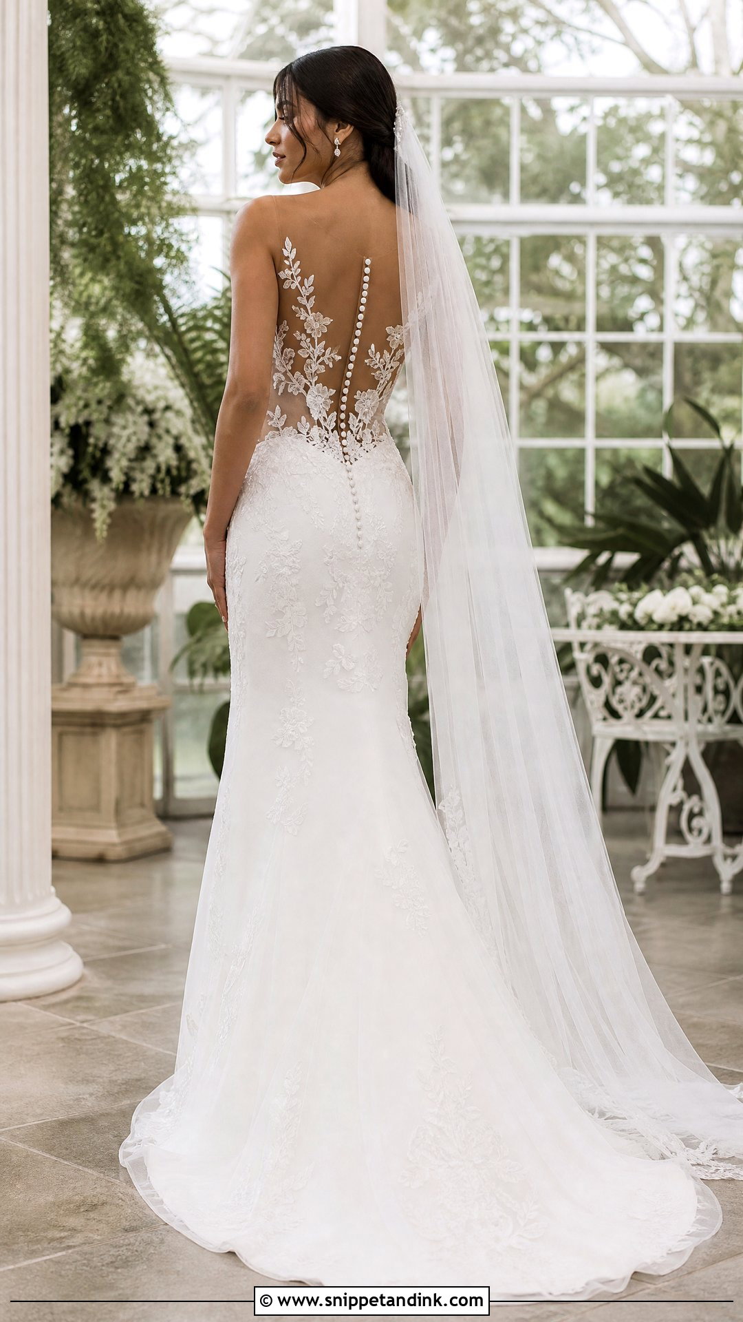Illusion Lace Low Back Wedding Dress - Snippet and Ink - 25 Low Back Wedding Dresses