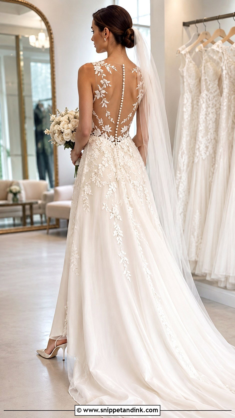 Illusion Lace Open Back Wedding Dress - Snippet and Ink - 20 Lace Open Back Wedding Dress Ideas
