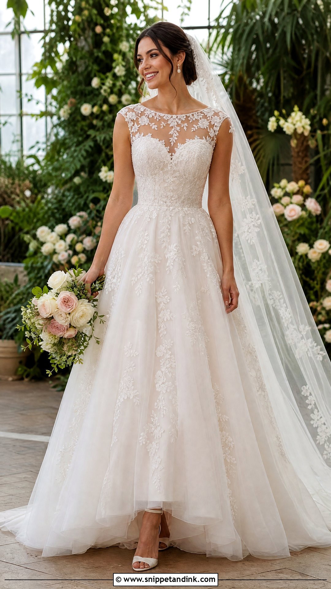 Illusion Lace Sabrina Wedding Dress - Snippet and Ink - 20 Sabrina Wedding Dress Ideas