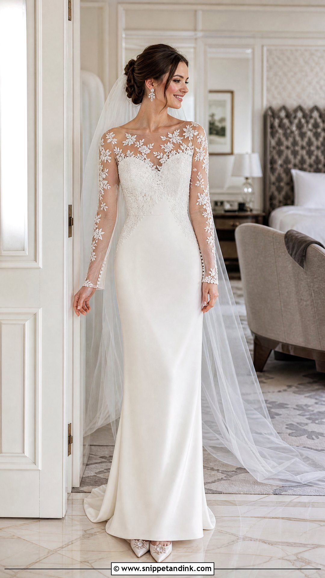 Illusion Lace Sleeve Vintage Wedding Dress - Snippet and Ink - 20 Vintage Wedding Dress Sleeves