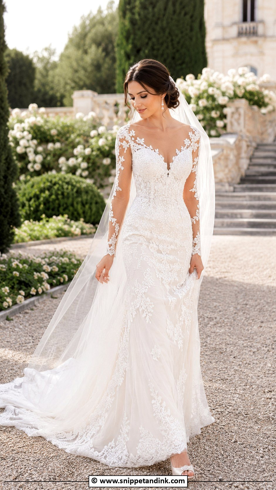 Illusion Lace Sleeve Wedding Gown - Snippet and Ink - 30 Wedding Gowns with Sleeves