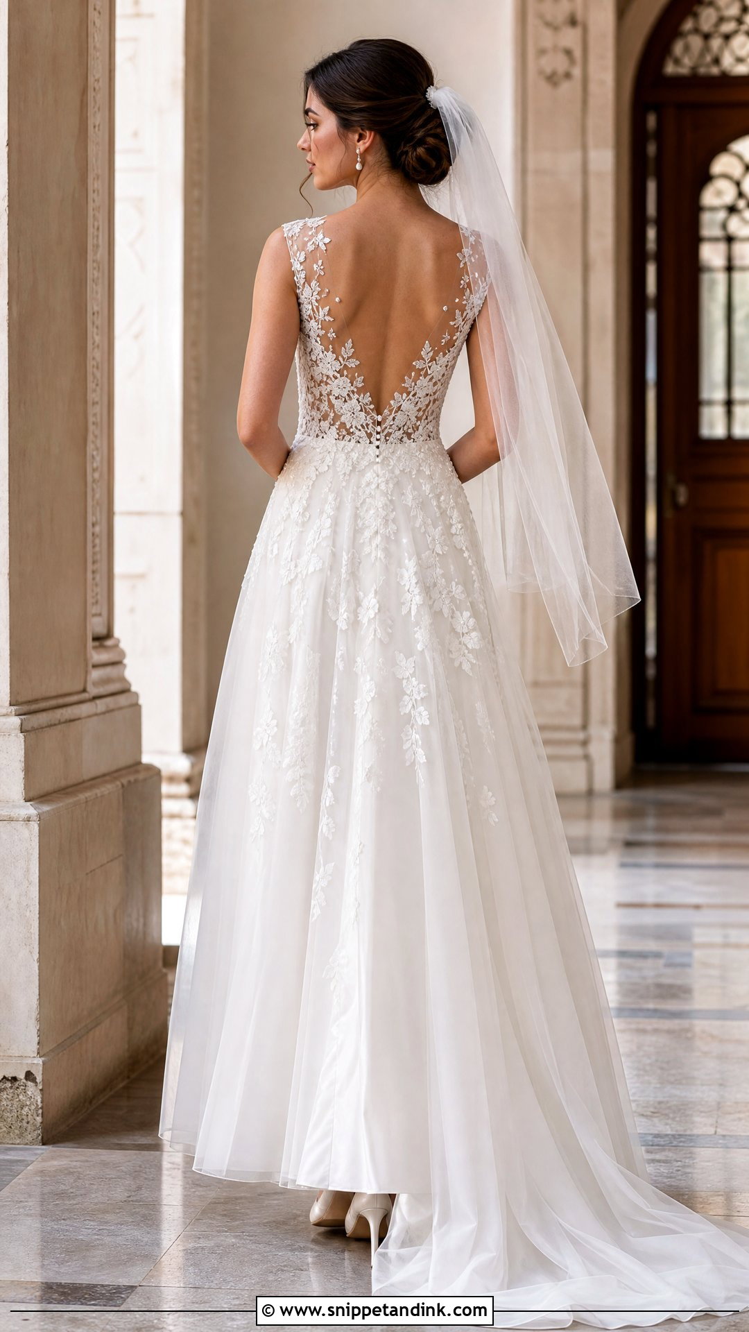 Illusion Lace V Back Wedding Dress - Snippet and Ink - 20 V Back Wedding Dress Ideas