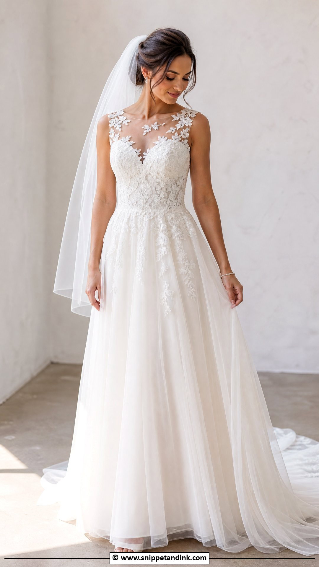 Illusion Lace Wedding Dress - Snippet and Ink - 35 Lace Wedding Dress Ideas