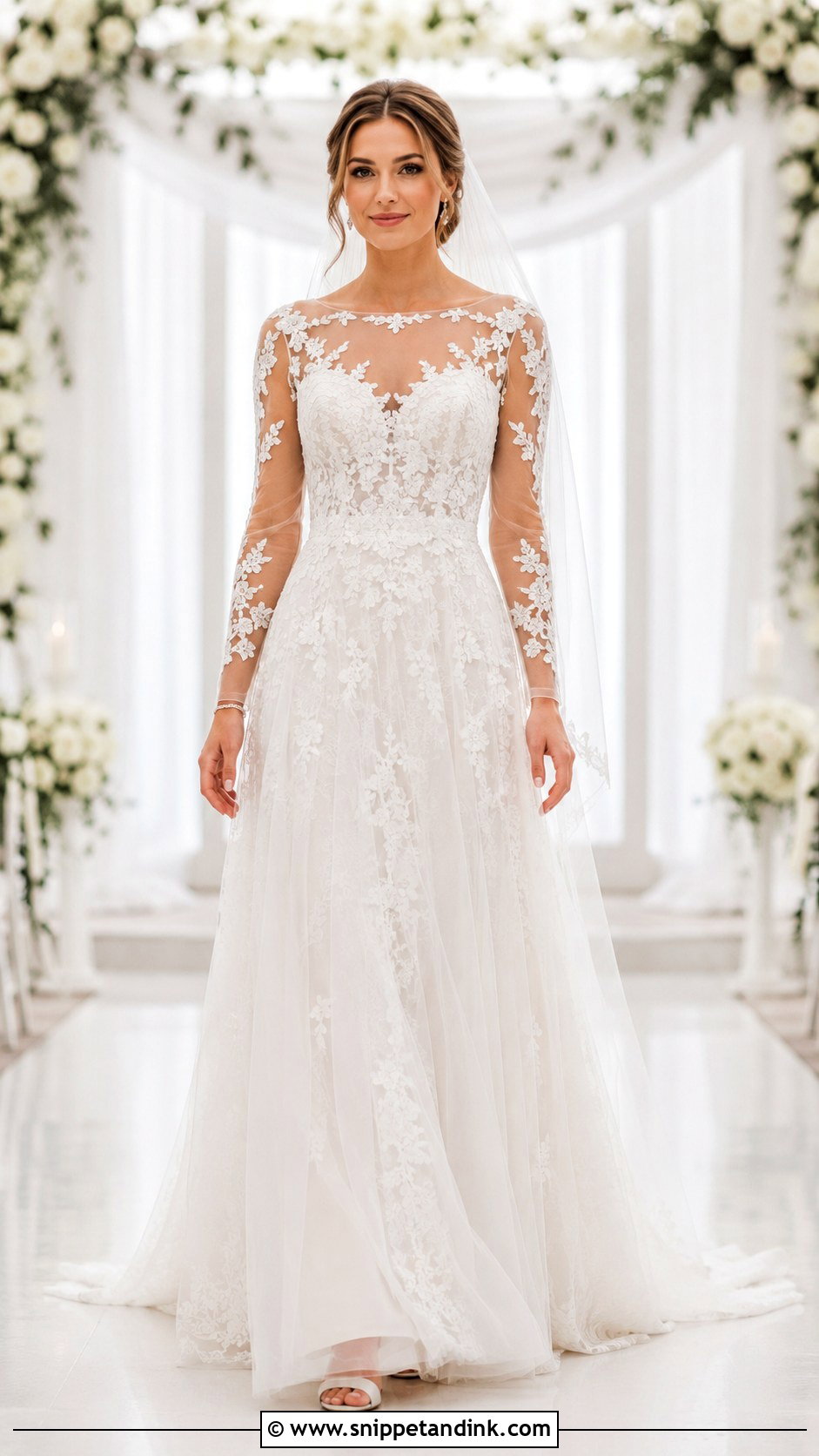 Illusion Lace Wedding Dress - Snippet and Ink - 25 Romantic Lace Wedding Dress Ideas