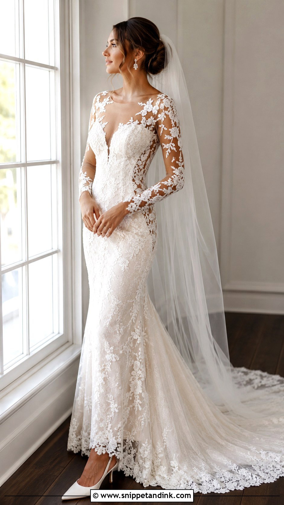 Illusion Lace Wedding Dress - Snippet and Ink - 20 Haley Bieber Wedding Dress Ideas