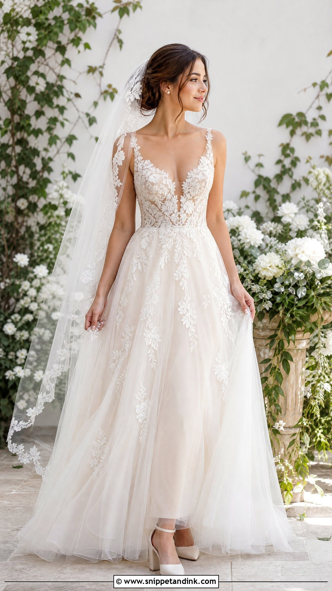 Illusion Lace Wedding Dress - Snippet and Ink - 20 Small Chest Wedding Dress Ideas