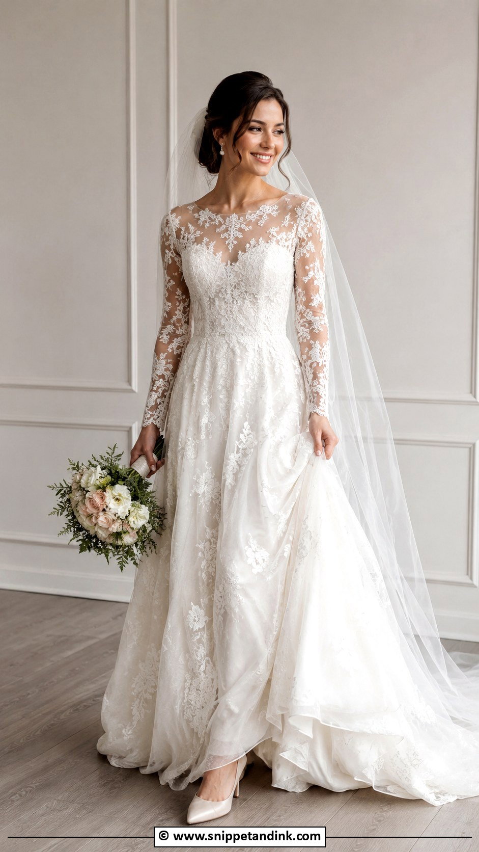 Illusion Lace Wedding Dress - Snippet and Ink - 25 Glam Wedding Dress Ideas