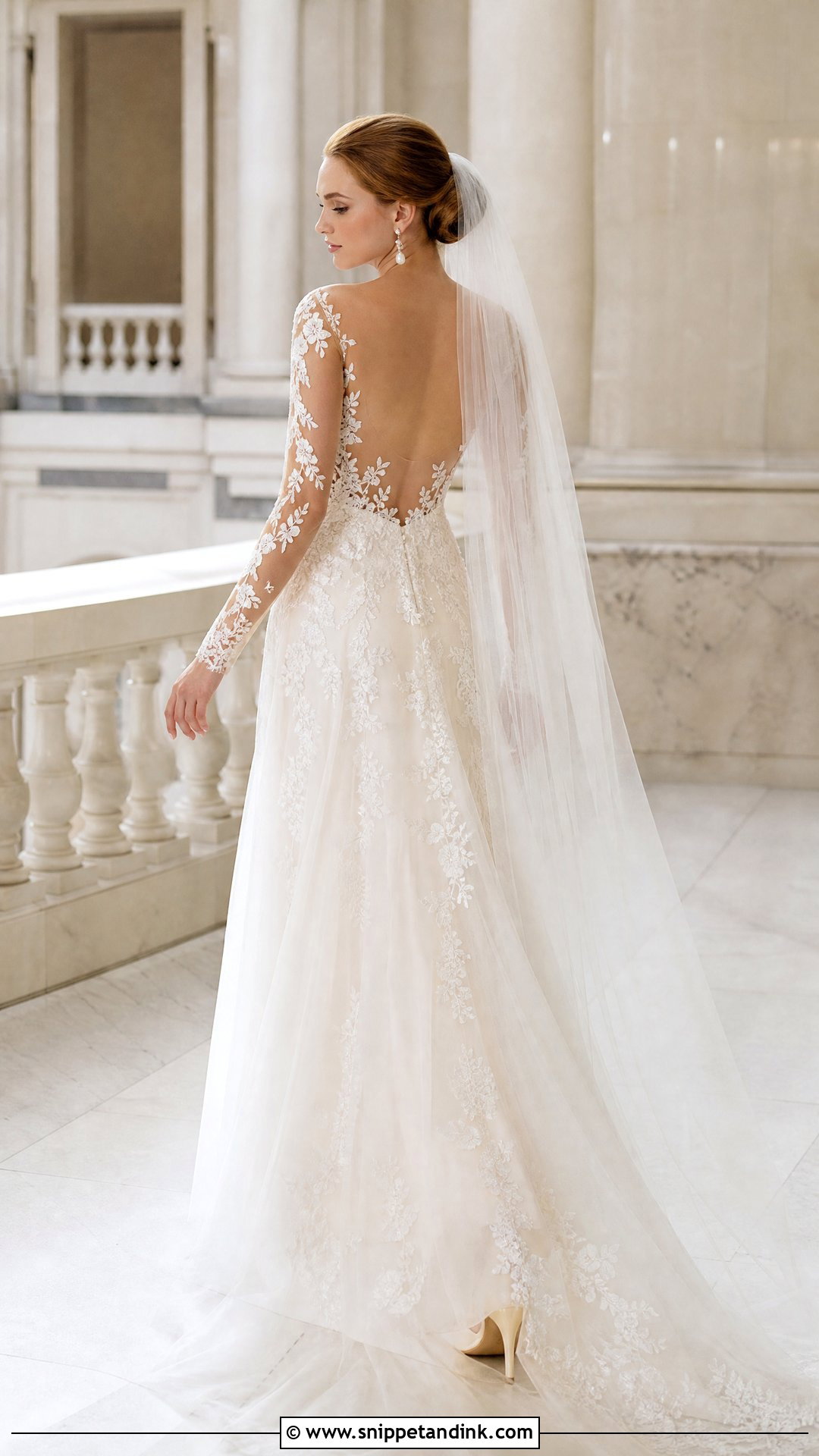 Illusion Long Sleeve Open Back Wedding Dress - Snippet and Ink - 25 Long Sleeve Open Back Wedding Dress Ideas