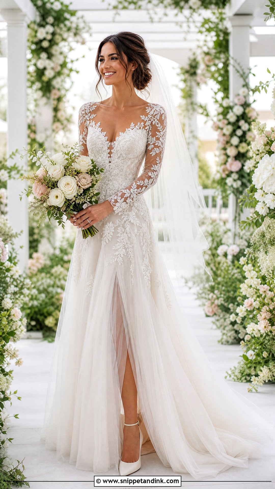 Illusion Long Sleeve Wedding Dress - Snippet and Ink - 25 Romantic Long Sleeve Wedding Dress Ideas