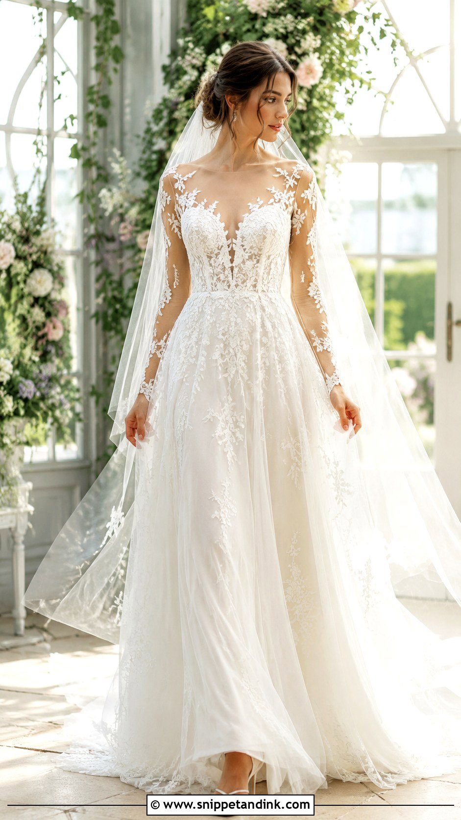 Illusion Long Sleeve Wedding Dress - Snippet and Ink - 25 Wedding Dresses with Long Sleeves