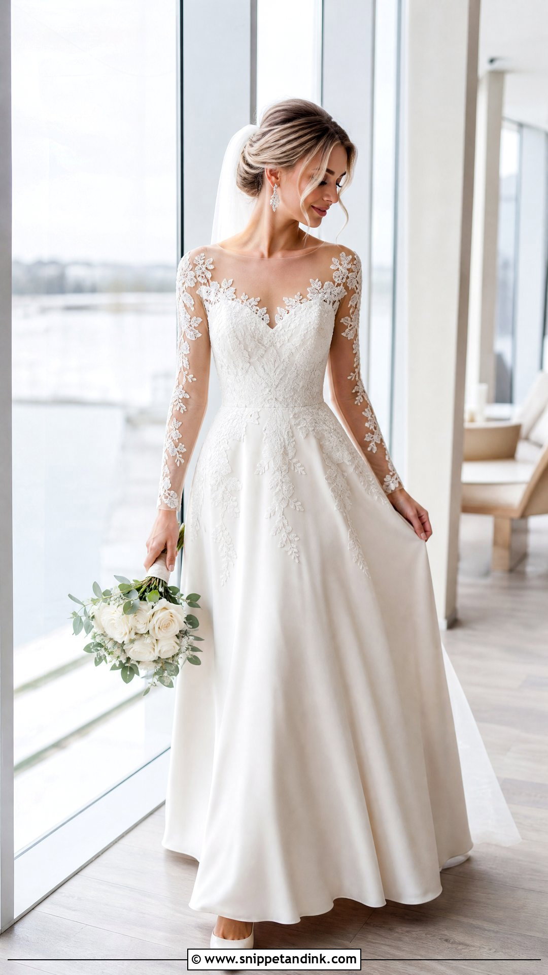 Illusion Long Sleeve Wedding Gown - Snippet and Ink - 20 Wedding Gown Long Sleeve Ideas