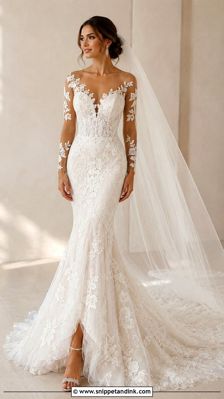 Illusion Mermaid Wedding Gown - Snippet and Ink - 25 Mermaid Wedding Gown Ideas