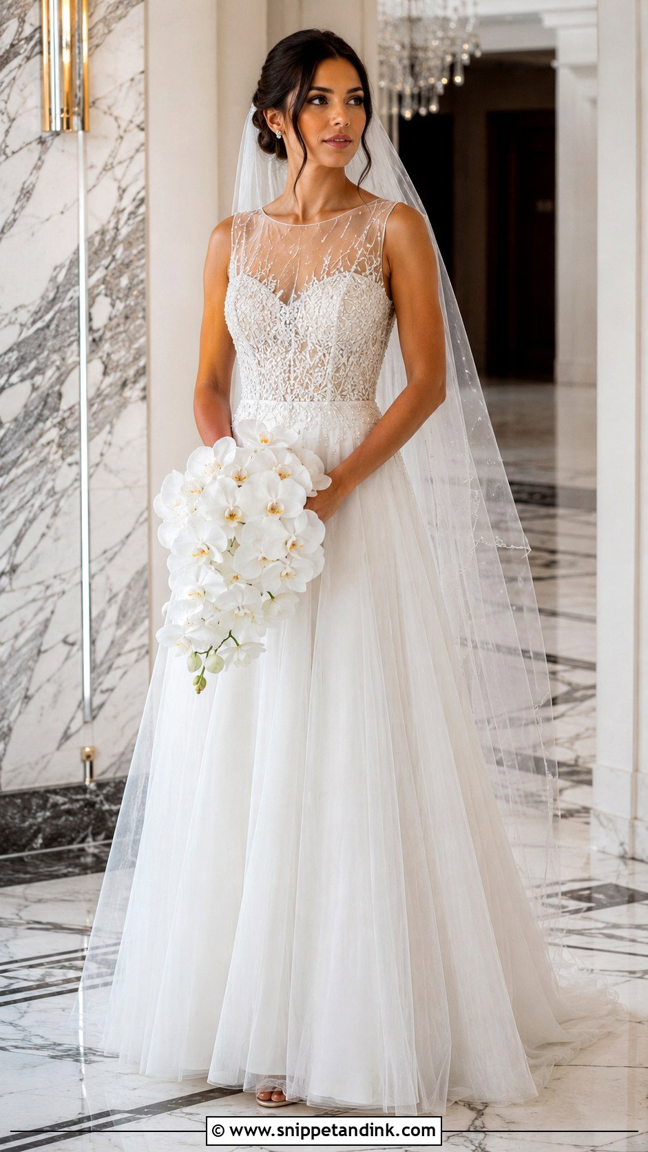 Illusion Neck A Line Wedding Dress - Snippet and Ink - 20 Align Wedding Dress Ideas