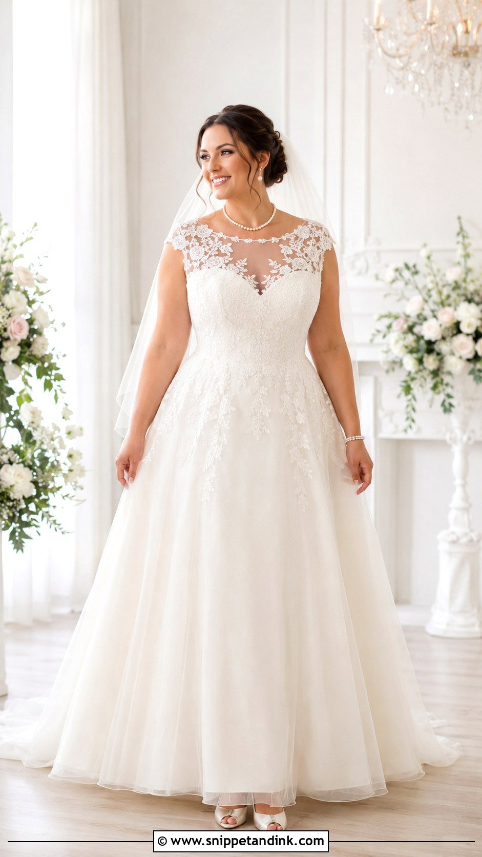 Illusion Neck Wedding Dress For Big Bust - Snippet and Ink - 25 Big Bust Wedding Dress Ideas