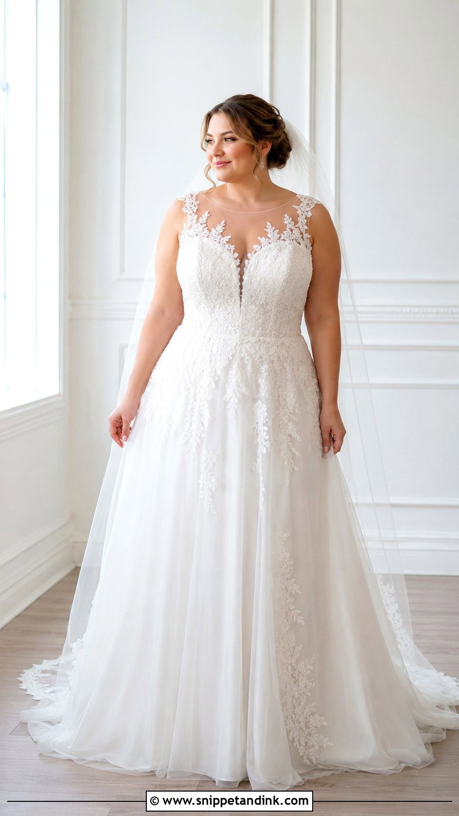 Illusion Neck Wedding Dress - Snippet and Ink - 25 Wedding Dress for Big Bust Ideas