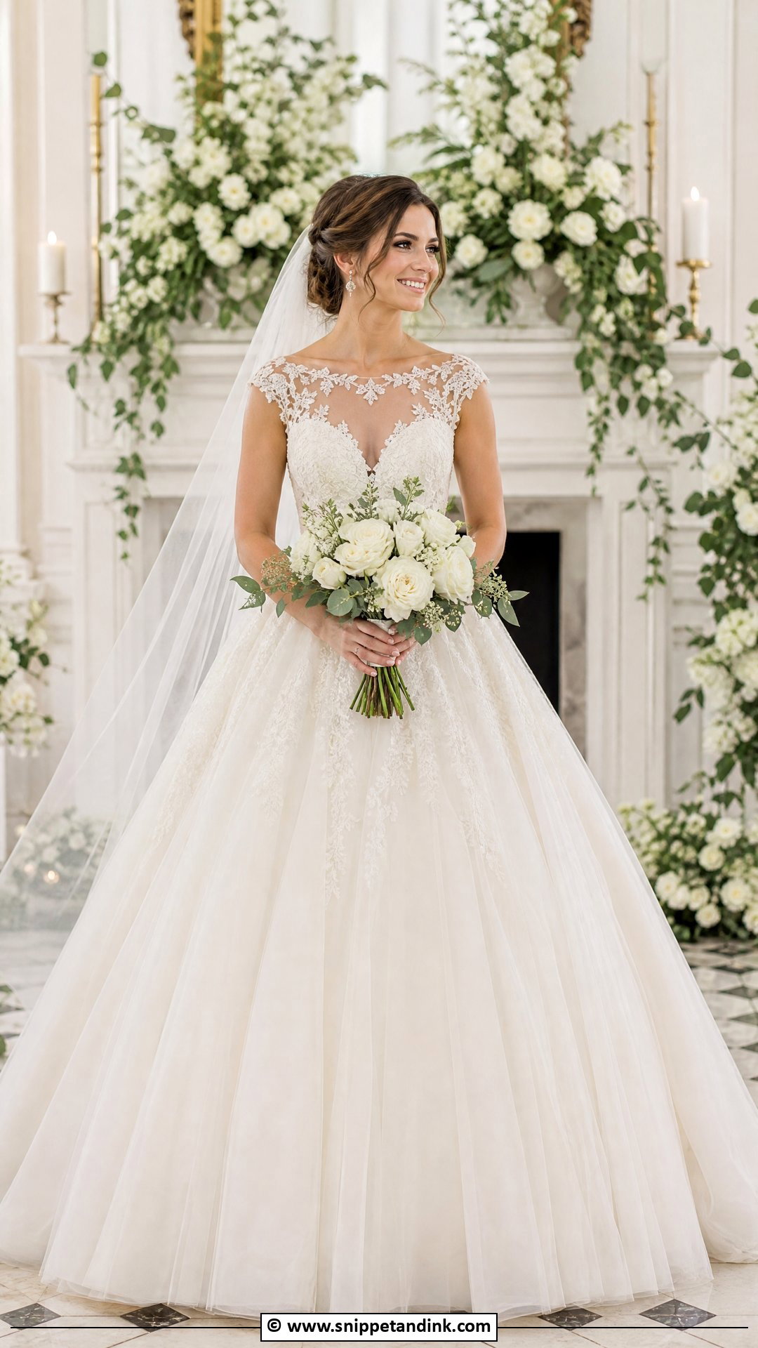 Illusion Neckline Ball Gown Wedding Dress - Snippet and Ink - 35 Ball Gown Wedding Dress Ideas
