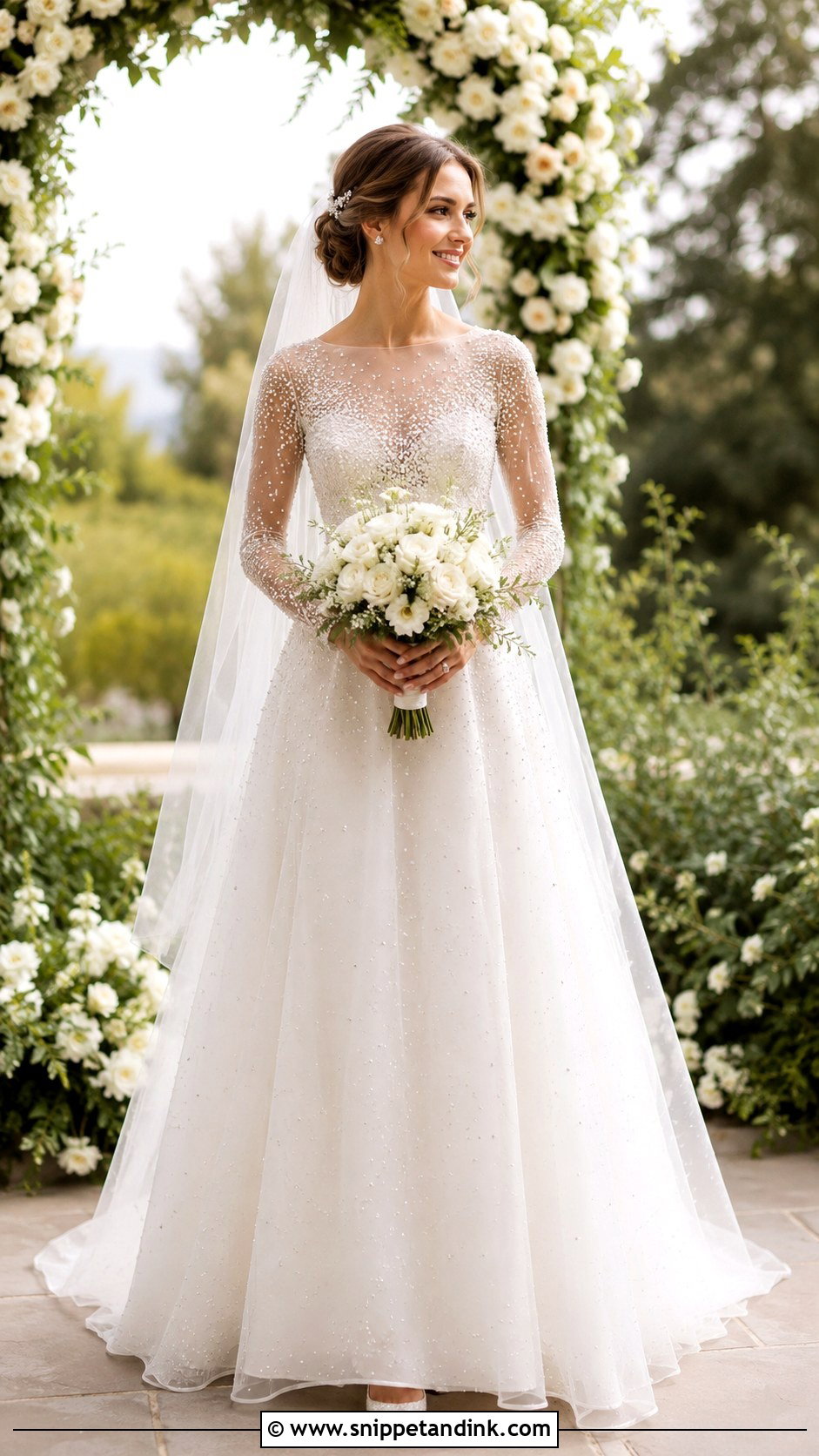 Illusion Neckline Bling Wedding Dress - Snippet and Ink - 20 Bling Wedding Dresses