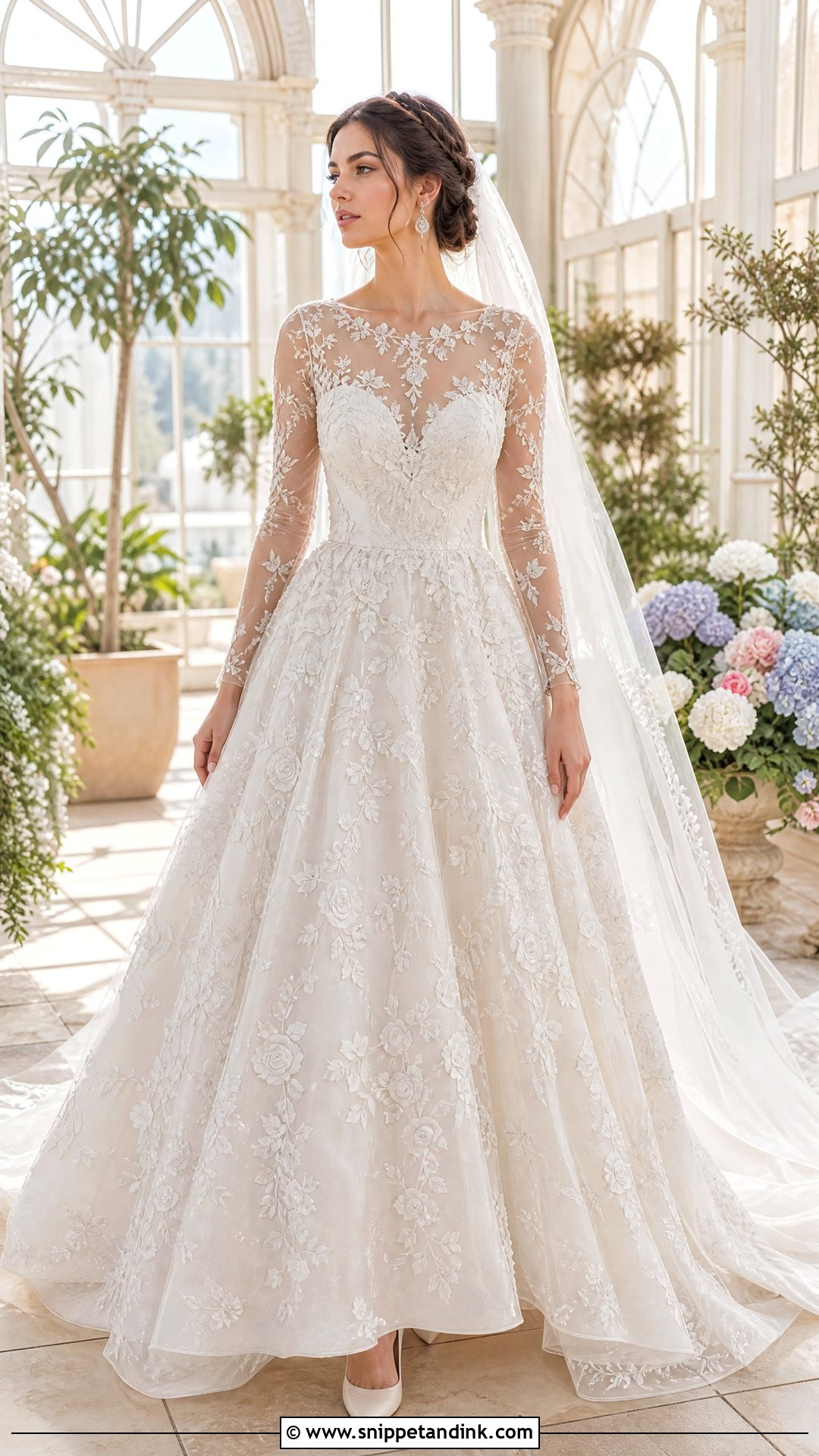 Illusion Neckline Floral Wedding Dress - Snippet and Ink - 20 Zuhair Murad Bridal Elie Saab Wedding Dresses