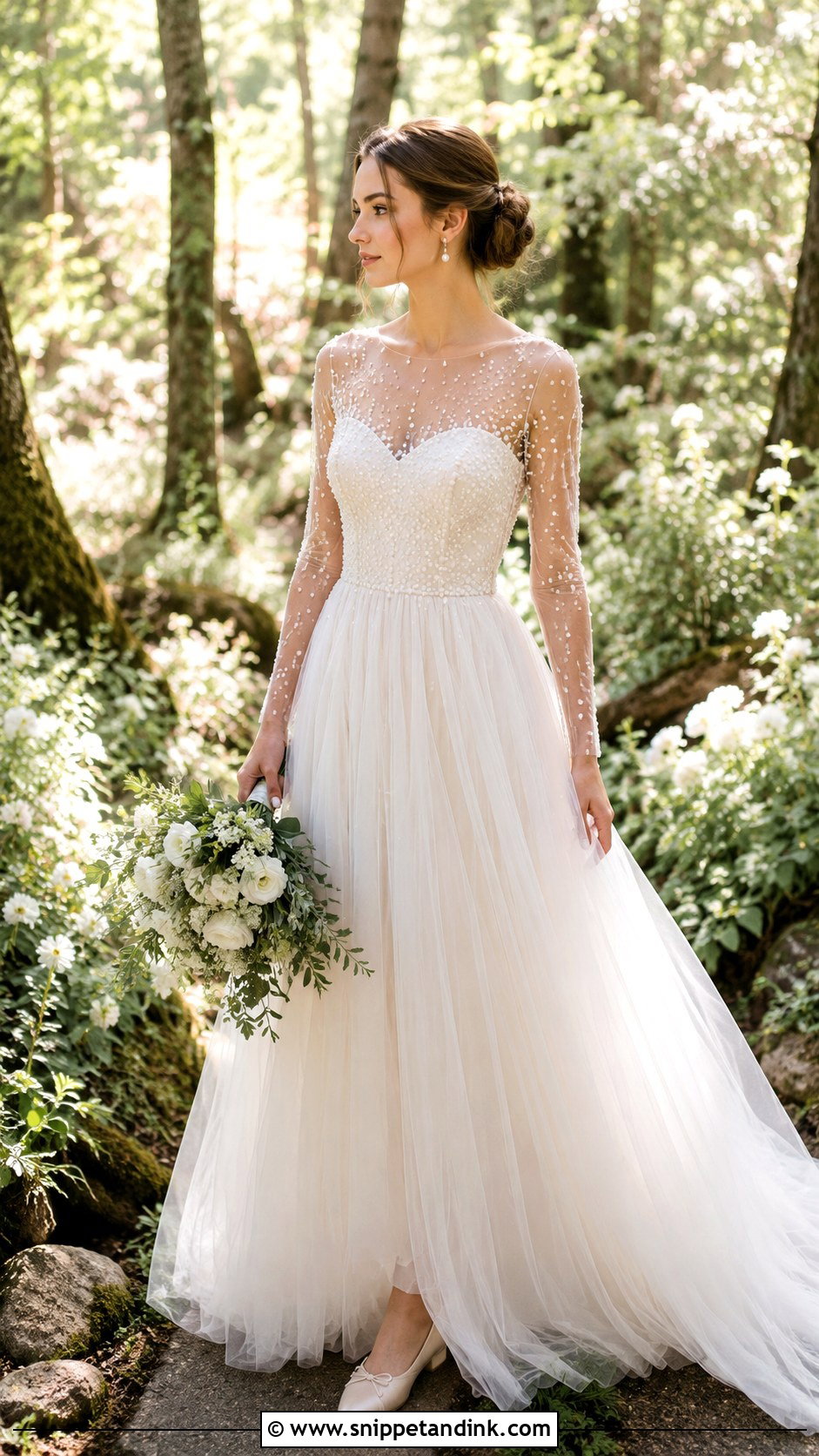 Illusion Neckline Forest Wedding Dress - Snippet and Ink - 25 Enchanted Forest Wedding Dress Ideas