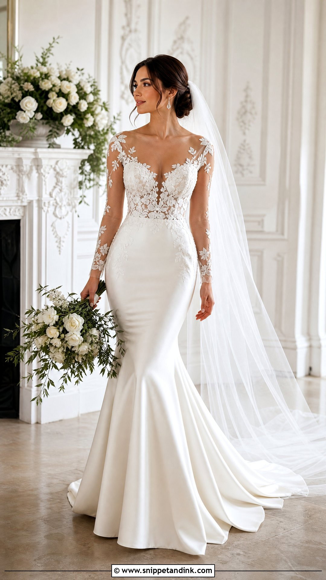Illusion Neckline Mermaid Wedding Dress - Snippet and Ink - 25 Mermaid Bride Dress Ideas