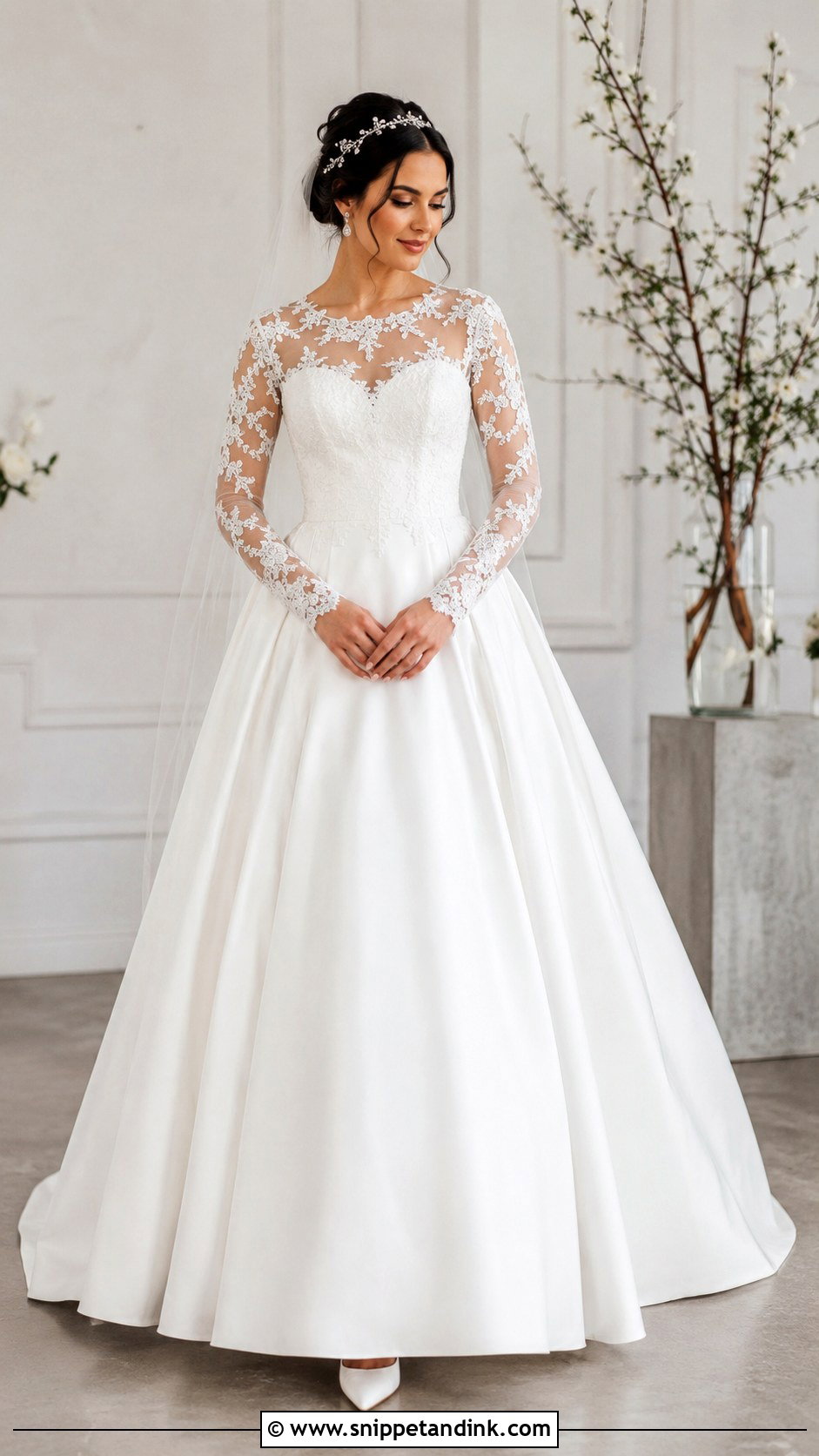 Illusion Neckline Modest Ball Gown Wedding Dress - Snippet and Ink - 20 Modest Wedding Dresses Ball Gown