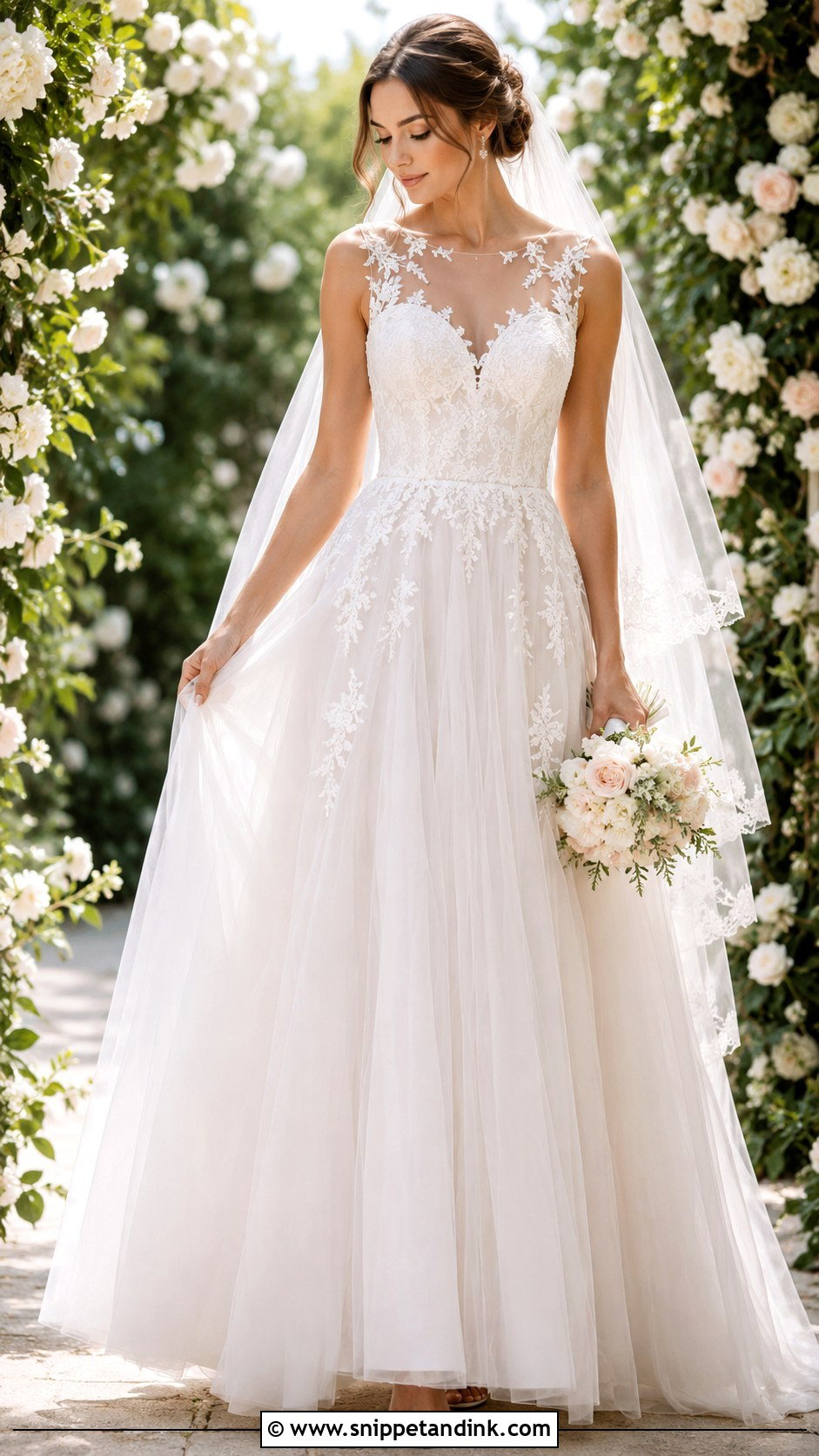 Illusion Neckline Wedding Dress - Snippet and Ink - 25 Wedding Dress Neckline Ideas