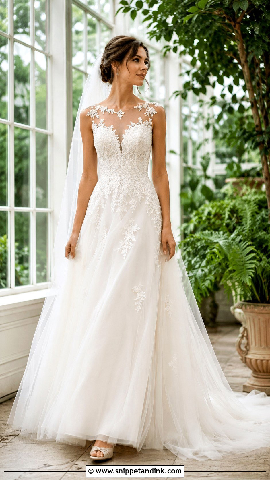 Illusion Neckline Wedding Dress - Snippet and Ink - 20 Classic Elegant Timeless Wedding Dress Ideas