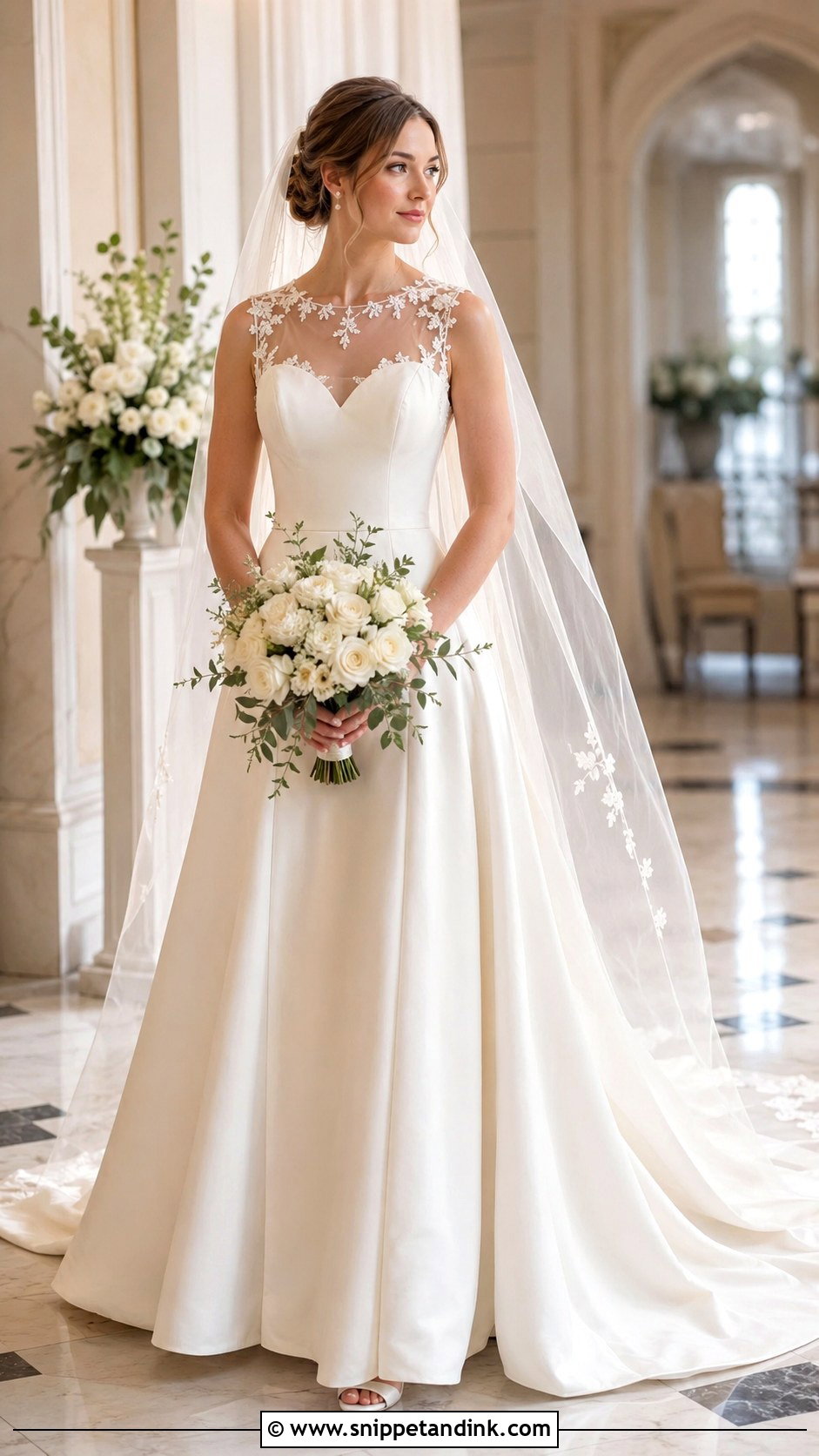 Illusion Neckline Wedding Dress - Snippet and Ink - 20 Elegant Romantic Wedding Dresses