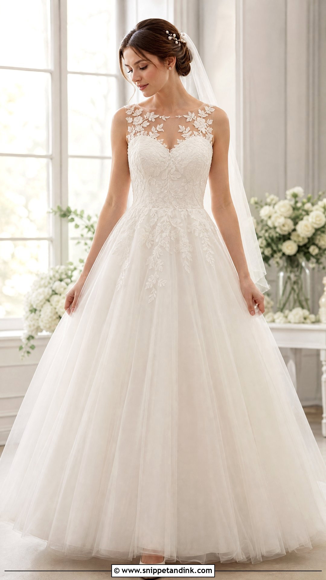 Illusion Neckline Wedding Dress - Snippet and Ink - 20 Wedding Dress Top Styles