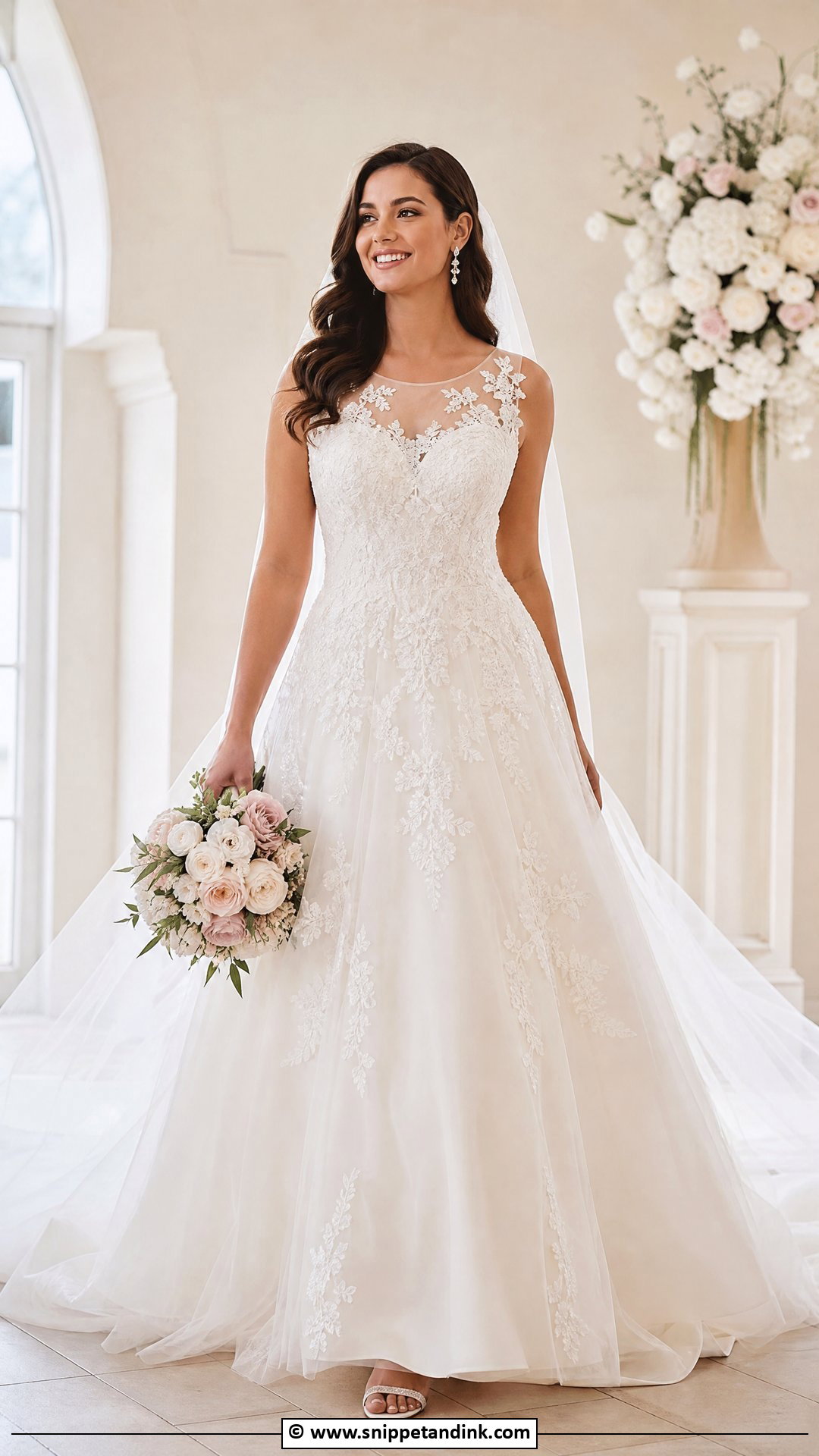 Illusion Neckline Wedding Dress - Snippet and Ink - 35 Classic Wedding Dress Ideas