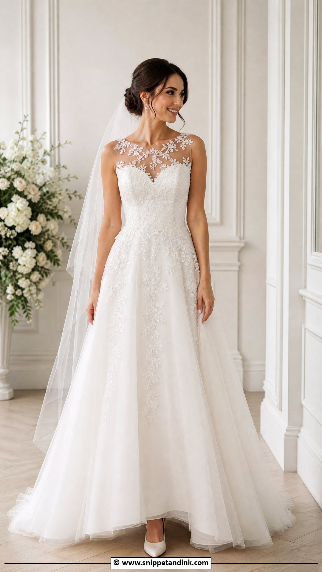 Illusion Neckline Wedding Dress - Snippet and Ink - 35 Ethereal Wedding Dress Ideas