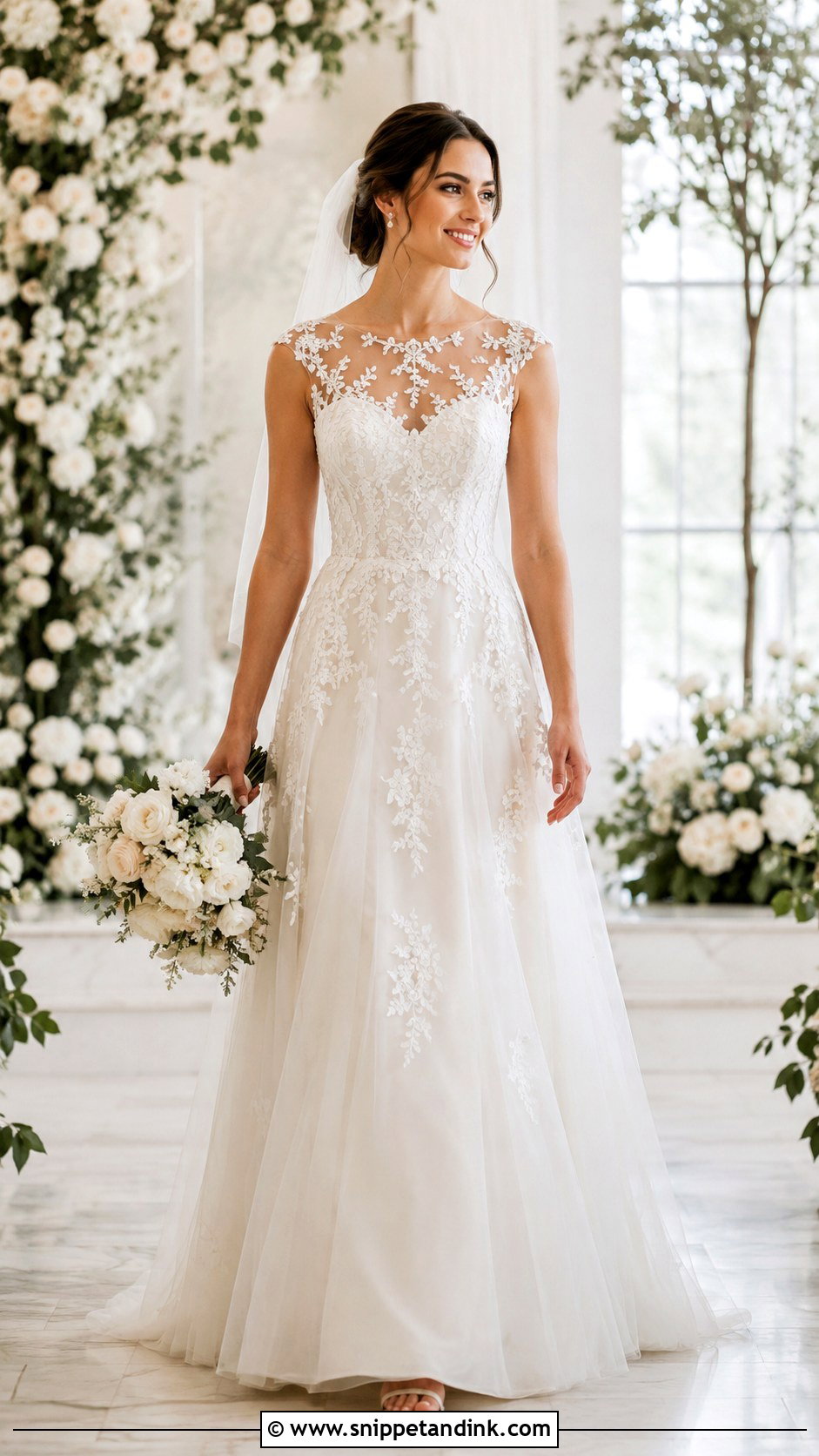Illusion Neckline Wedding Dress - Snippet and Ink - 25 Ethereal Wedding Dress Goddesses Ideas