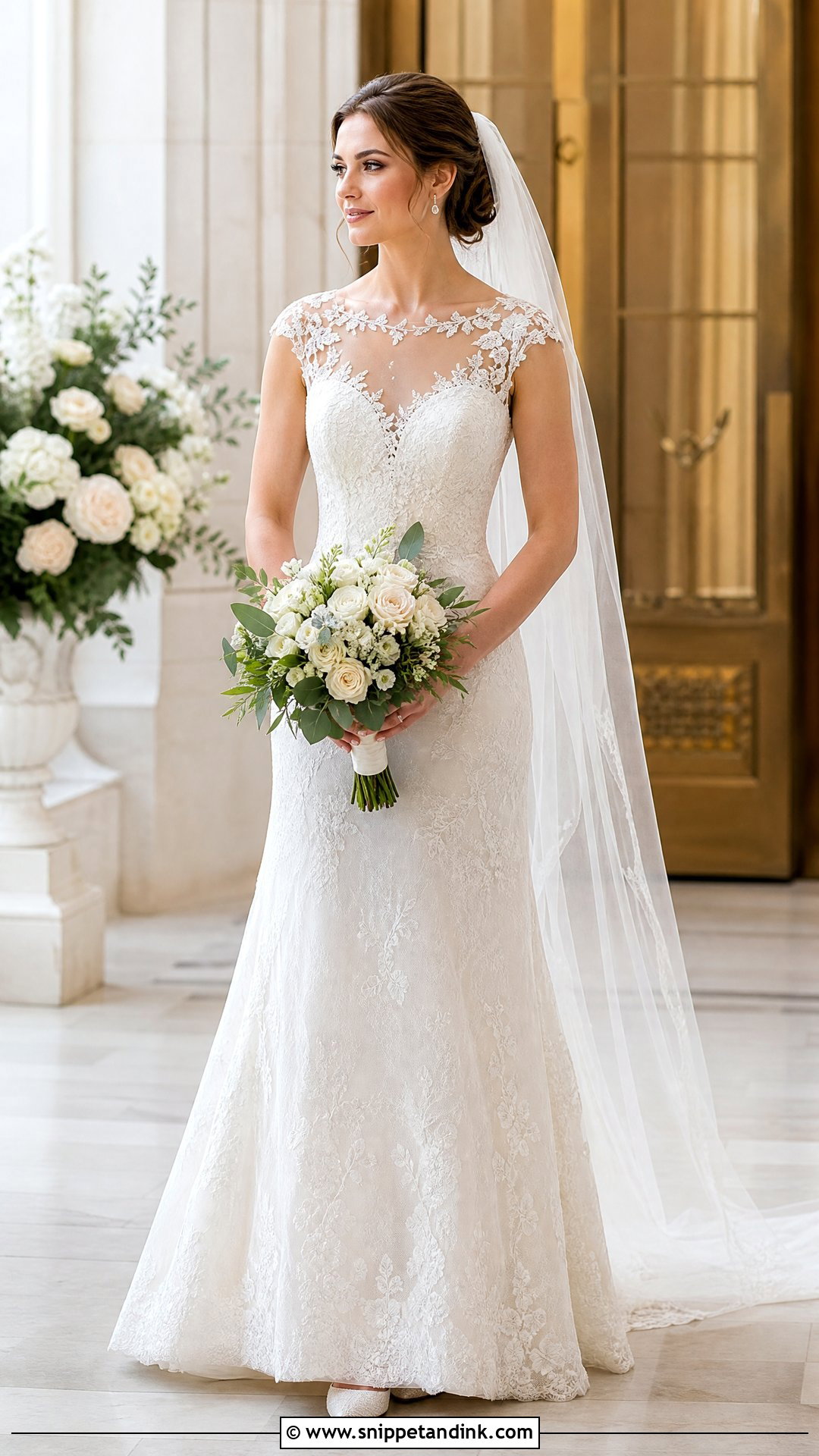 Illusion Neckline Wedding Dress - Snippet and Ink - 25 Luxurious Wedding Dress Ideas