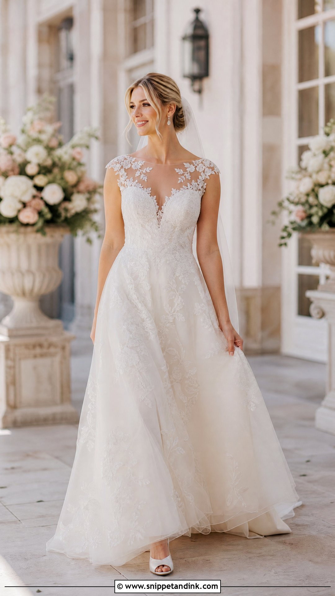 Illusion Neckline Wedding Dress - Snippet and Ink - 25 Vintage Timeless Wedding Dress Ideas