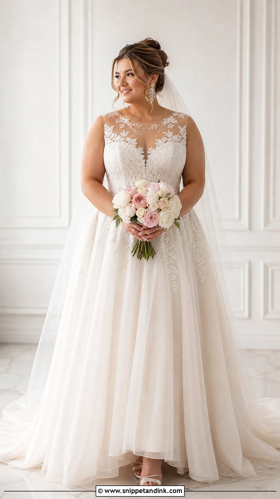 Illusion Neckline Wedding Dress - Snippet and Ink - 25 Wedding Dress Curvy Bride Ideas