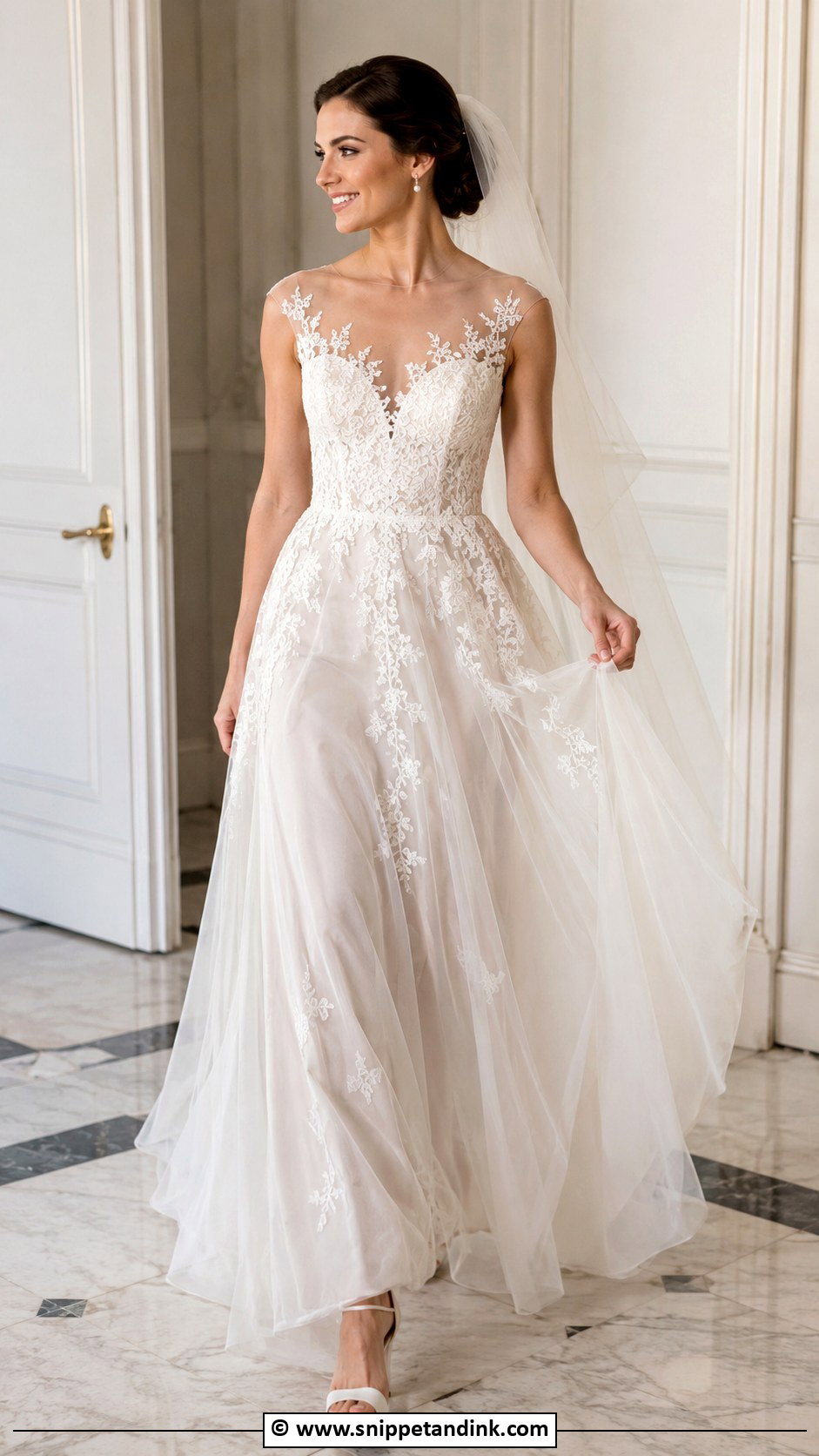 Illusion Neckline Wedding Dress - Snippet and Ink - 30 Classy Timeless Wedding Dress Ideas